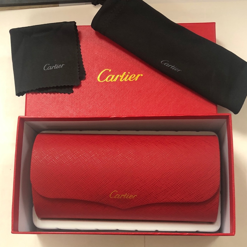 Cartier Red Leather Sunglass/Accessory Case